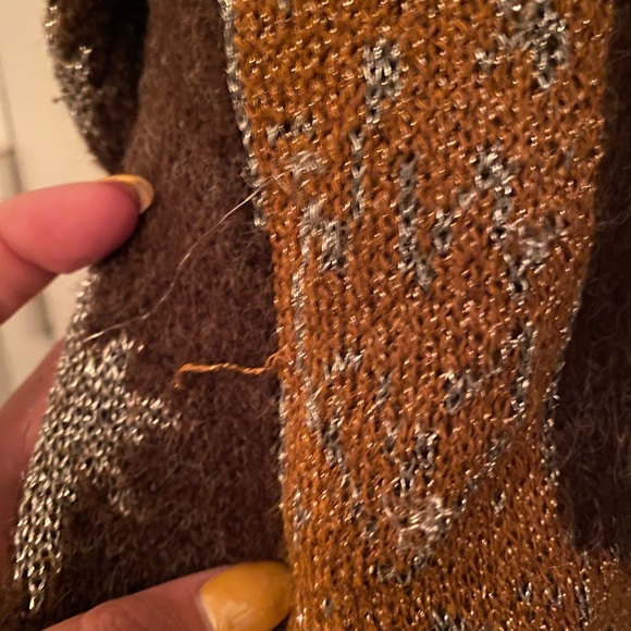 ZARA Western Theme Brown Lurex Sweater - Picture 8 of 10